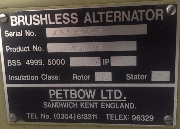 X SOLD Petbow 90KVA  Diesel Generator
