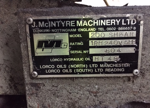 X SOLD Used JMC McIntyre 200 Scrap Shear